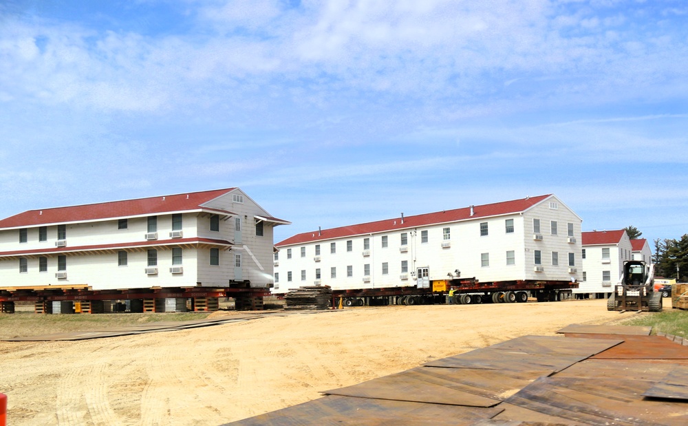Contractors successfully move fourth World War II-era barracks at Fort McCoy in April 2025