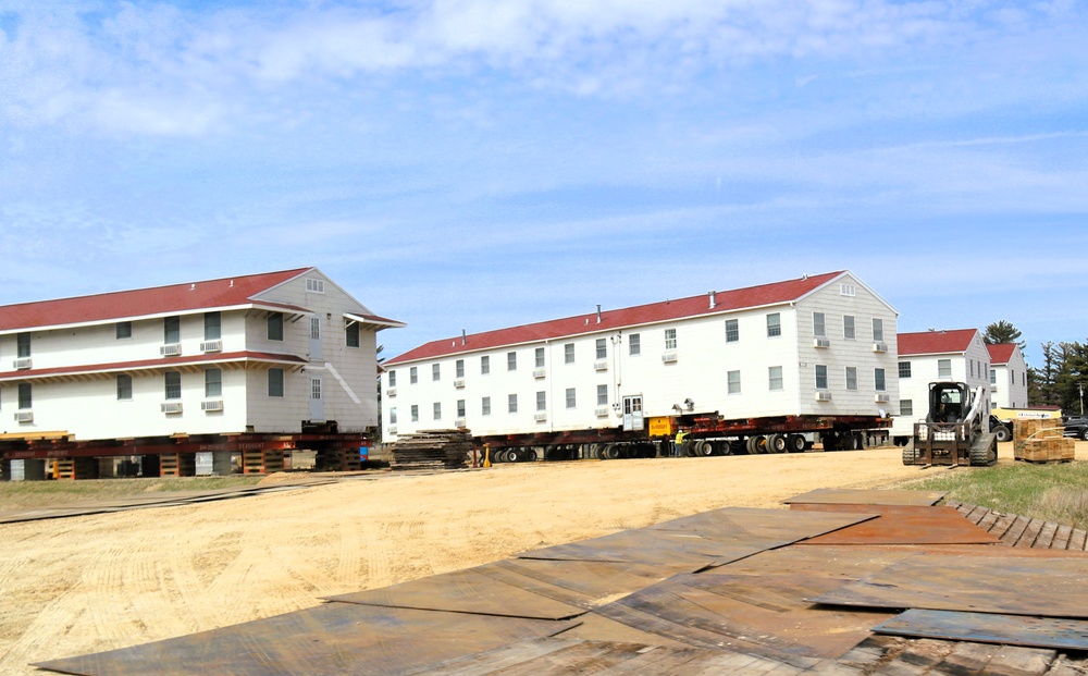 Contractors successfully move fourth World War II-era barracks at Fort McCoy in April 2025