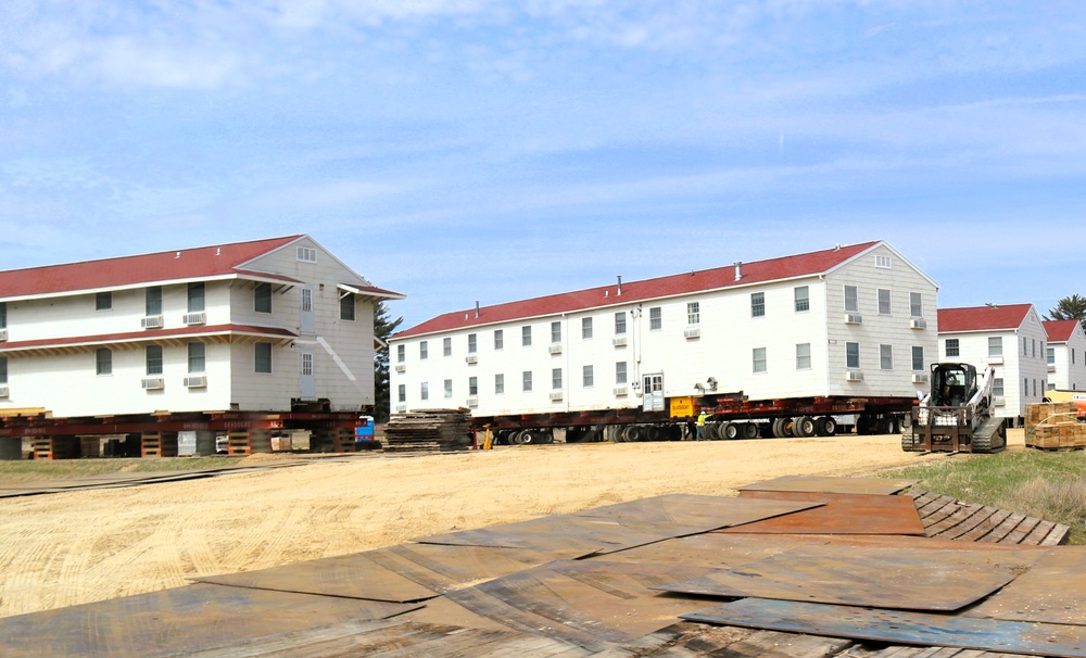 Contractors successfully move fourth World War II-era barracks at Fort McCoy in April 2025
