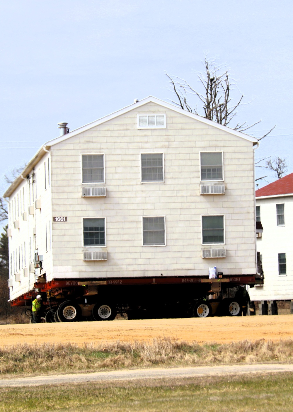 Contractors successfully move fourth World War II-era barracks at Fort McCoy in April 2025