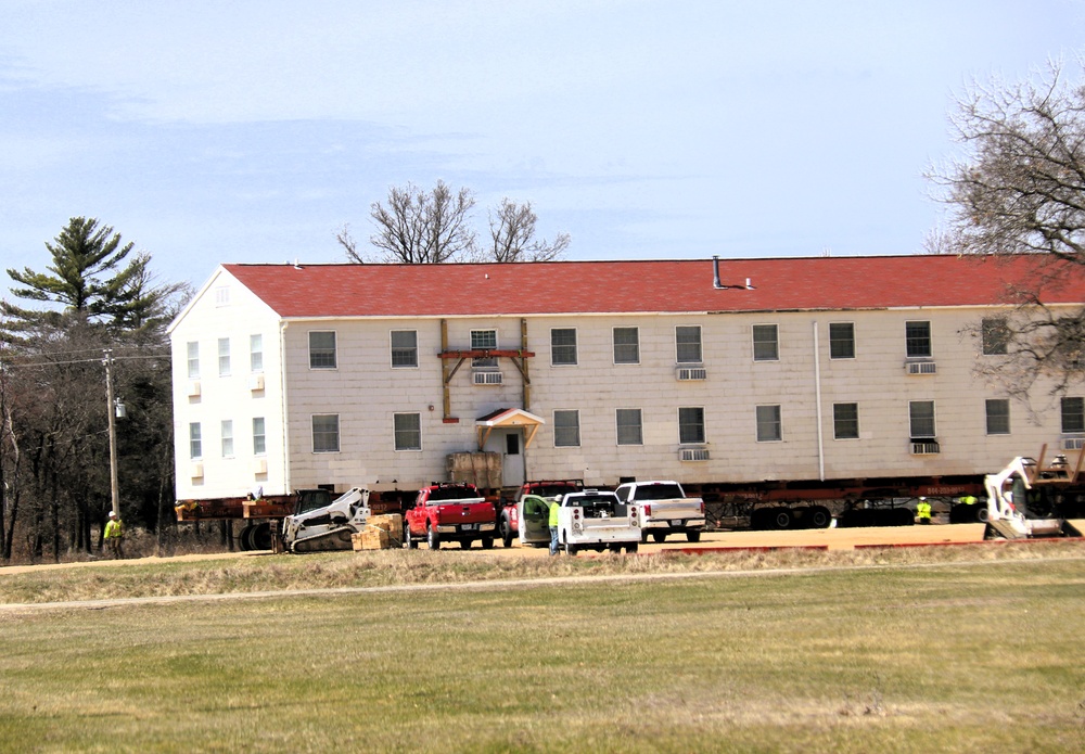 Contractors successfully move fourth World War II-era barracks at Fort McCoy in April 2025