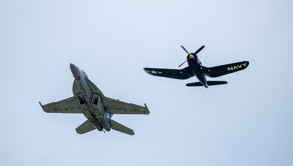 U.S. Navy Rhino and Legacy Flight Team Showcases Navy Air Power Past and Present