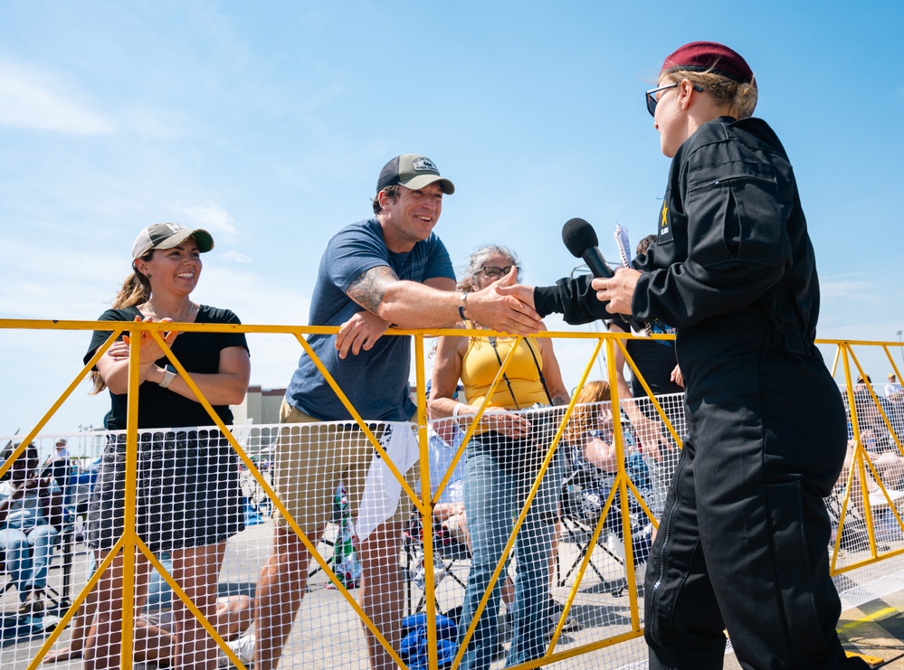 Army Golden Knights Dazzle Crowds with Precision Parachute Demo at JBLE Air Show