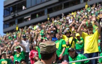 Oregon National Guard celebrates with the Ducks at the University of Oregon Spring Football Game