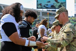 Oregon National Guard celebrates with the Ducks at the University of Oregon Spring Football Game