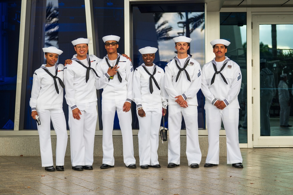 USS New York Attends Miami Marlins Game