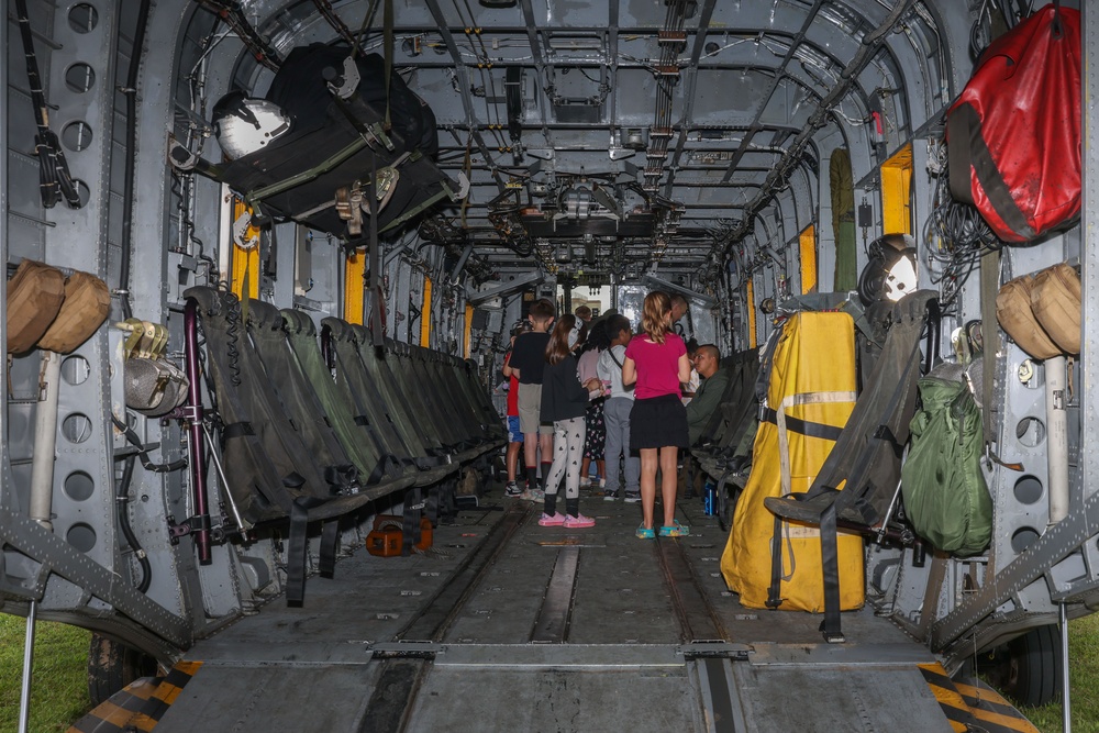 CH-53E Super Stallion Helicopter visits Kinser Elementary School for Career Day