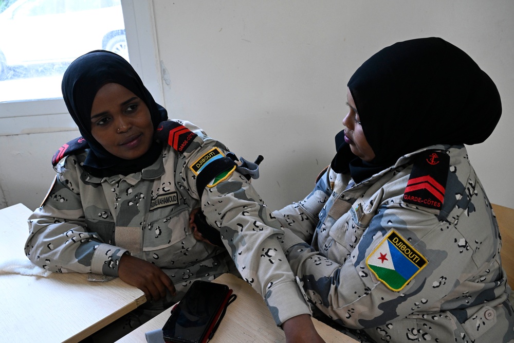 U.S and Djboutian military members participate in Sea Sisters event