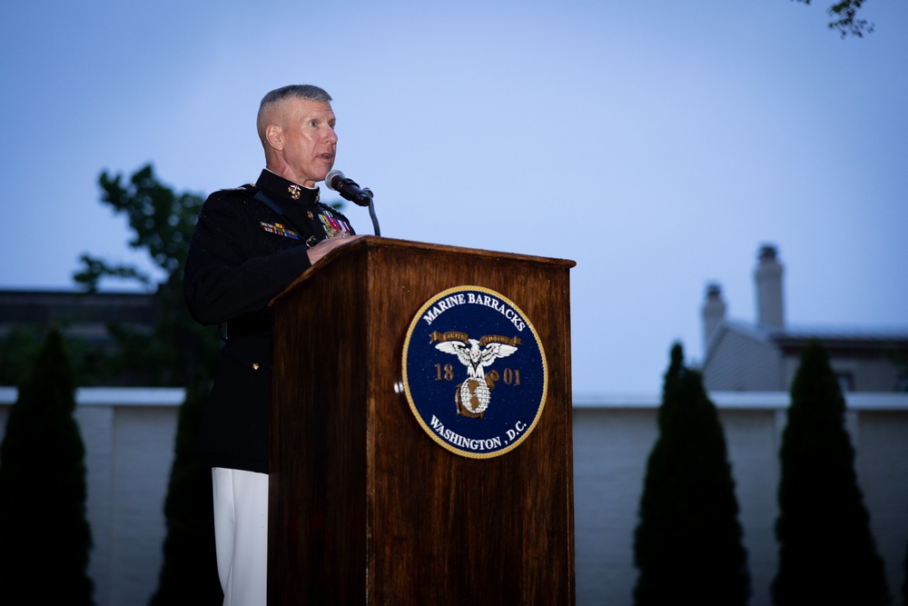Commandant, Gen. Eric Smith, Attends Evening Parade at Marine Barracks Washington
