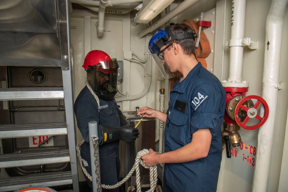 USS Sterett conducts operations in the U.S. Central Command area of responsibility as part of the Carl Vinson Carrier Strike Group