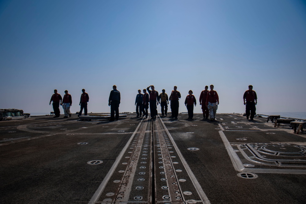 USS Sterett conducts operations in the U.S. Central Command area of responsibility as part of the Carl Vinson Carrier Strike Group
