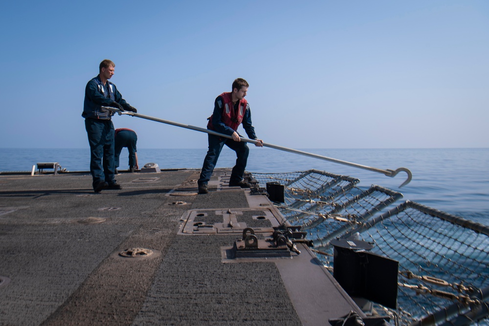 USS Sterett conducts operations in the U.S. Central Command area of responsibility as part of the Carl Vinson Carrier Strike Group