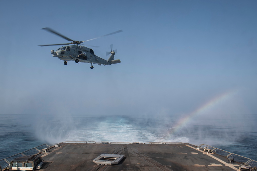 USS Sterett conducts operations in the U.S. Central Command area of responsibility as part of the Carl Vinson Carrier Strike Group