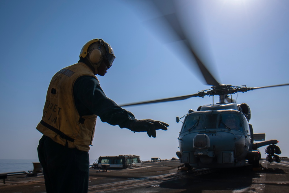 USS Sterett conducts operations in the U.S. Central Command area of responsibility as part of the Carl Vinson Carrier Strike Group