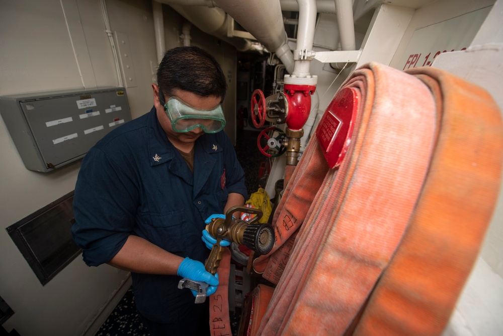 USS Sterett conducts operations in the U.S. Central Command area of responsibility as part of the Carl Vinson Carrier Strike Group