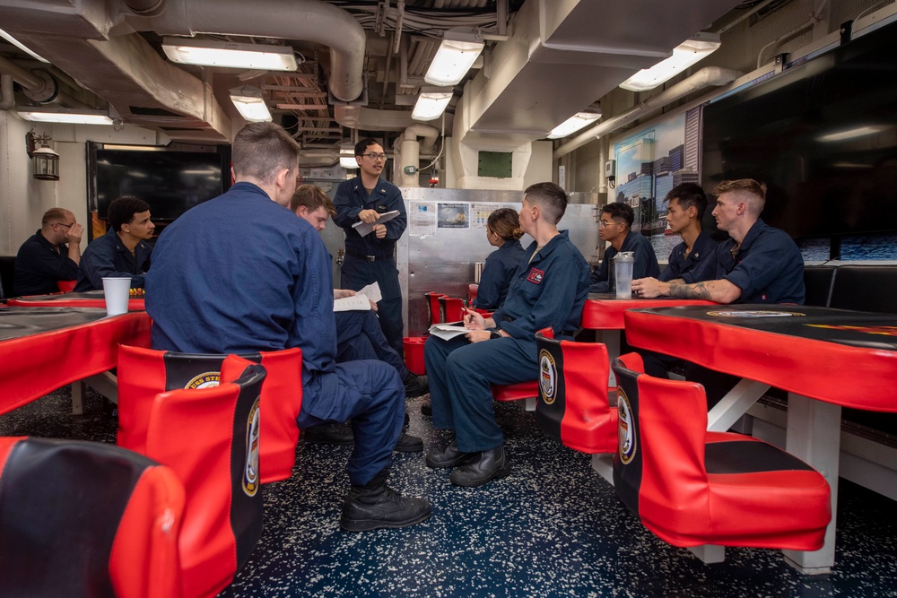 USS Sterett conducts operations in the U.S. Central Command area of responsibility as part of the Carl Vinson Carrier Strike Group