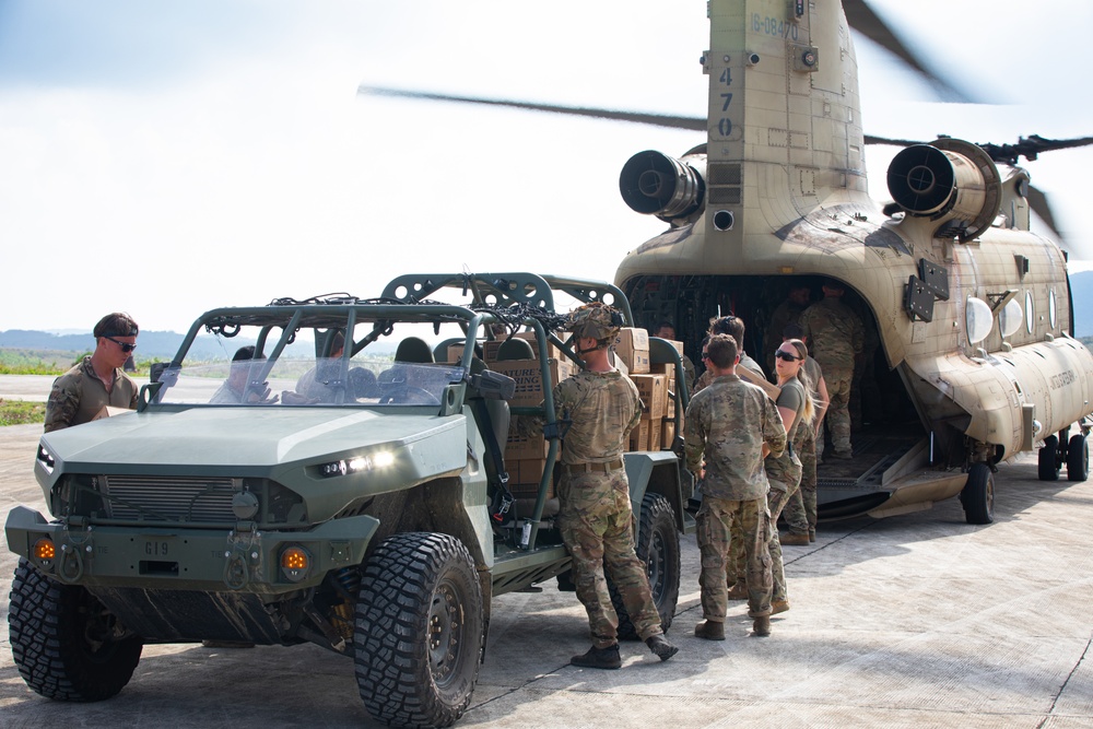 Balikatan 25: Task Force Gimlets Employ U.S. Army Boeing CH-47 Chinook &amp; ISV for Supply Drop