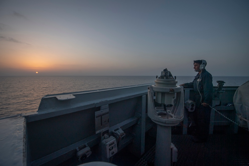 USS Sterett conducts operations in the U.S. Central Command area of responsibility as part of the Carl Vinson Carrier Strike Group