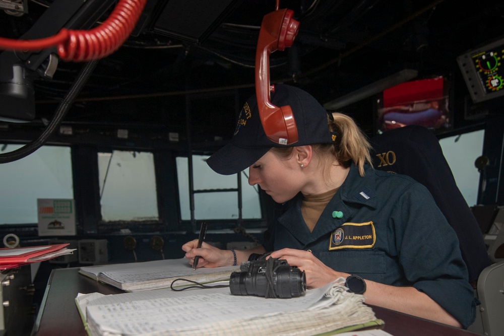 USS Sterett conducts operations in the U.S. Central Command area of responsibility as part of the Carl Vinson Carrier Strike Group