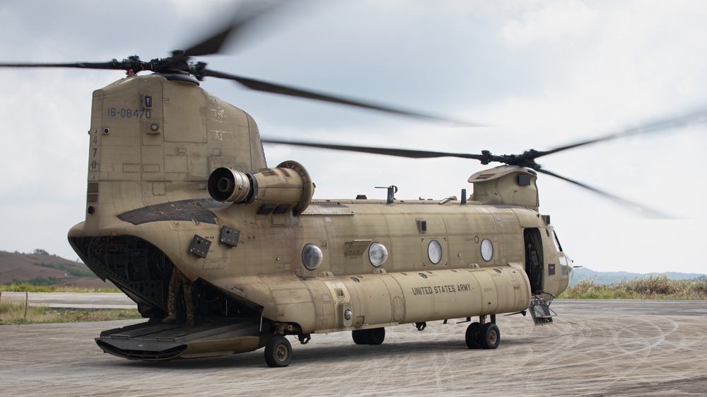 Balikatan 25: Task Force Gimlets Employ U.S. Army Boeing CH-47 Chinook &amp; ISV for Supply Drop