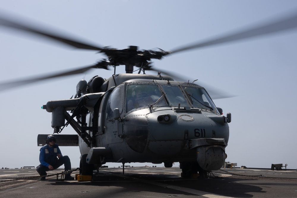 Helicopter Maritime Strike Squadron (HSM) 60 Conducts Maintenance Aboard USS Oscar Austin (DDG 79)