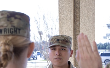SPC Luis Pintor Reenlists at USAMRIID