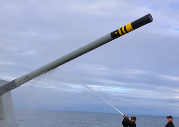 Fresh-water washdown aboard the USS Bulkeley