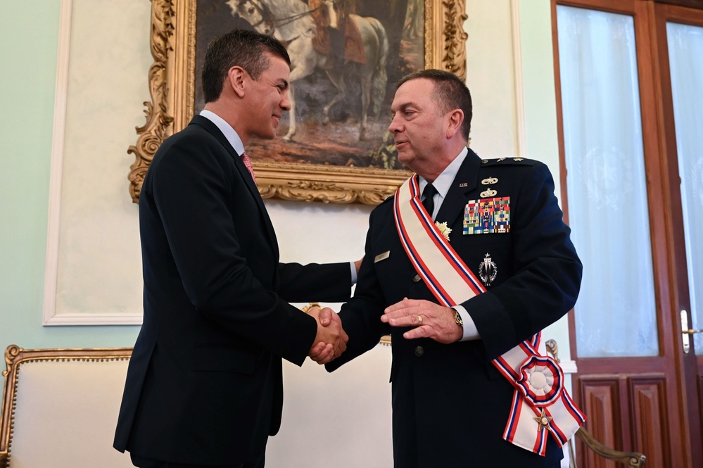 Paraguayuan President awards Order of Merit to The Adjutant General, Massachusetts National Guard