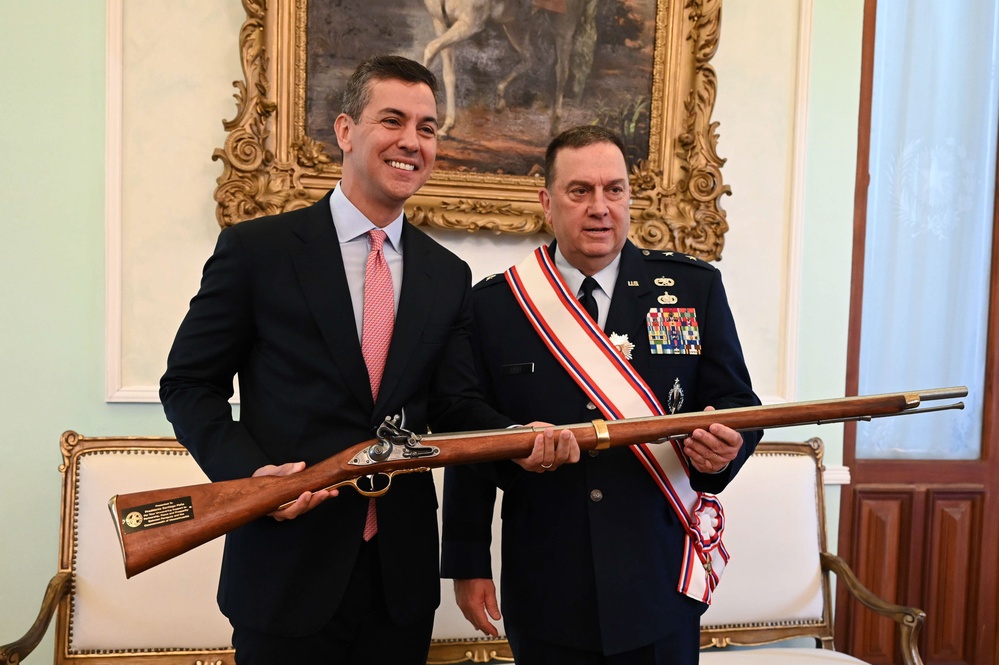 Paraguayuan President awards Order of Merit to The Adjutant General, Massachusetts National Guard