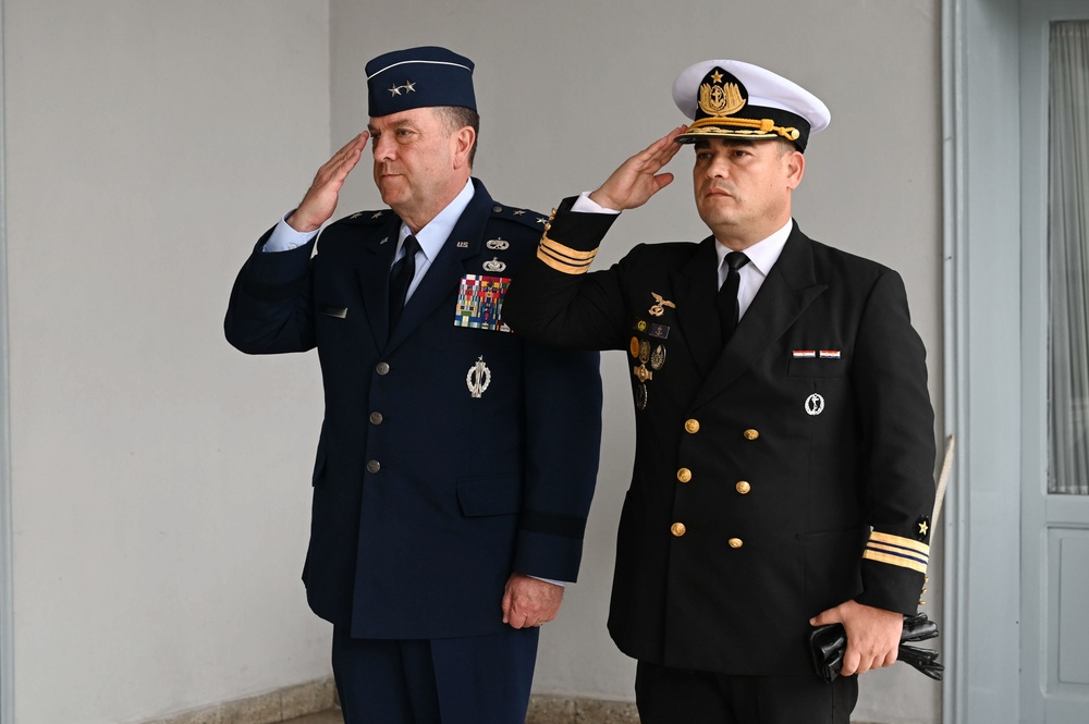 The Adjutant General of Massachusetts National Guard meets with Paraguayan Navy Commander