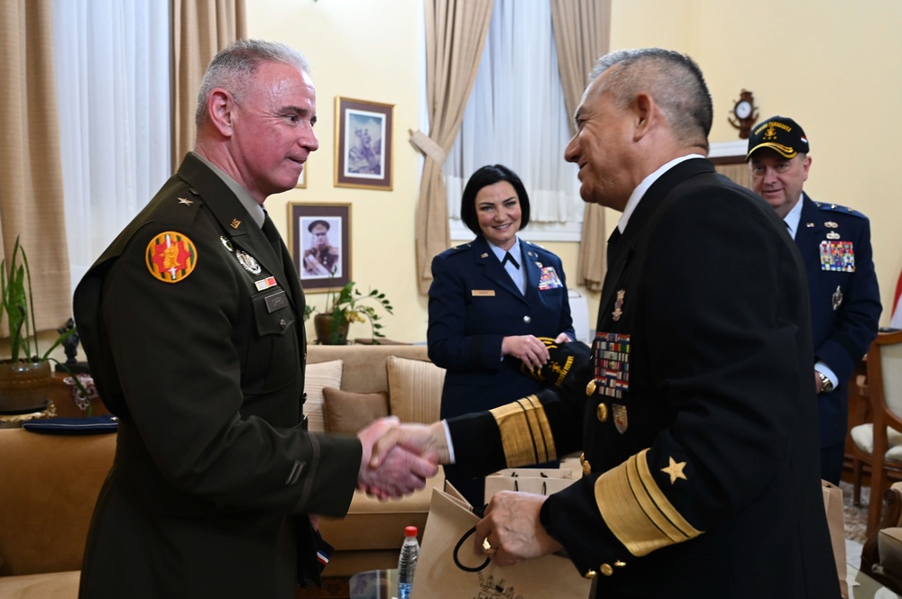The Adjutant General of Massachusetts National Guard meets with Paraguayan Navy Commander