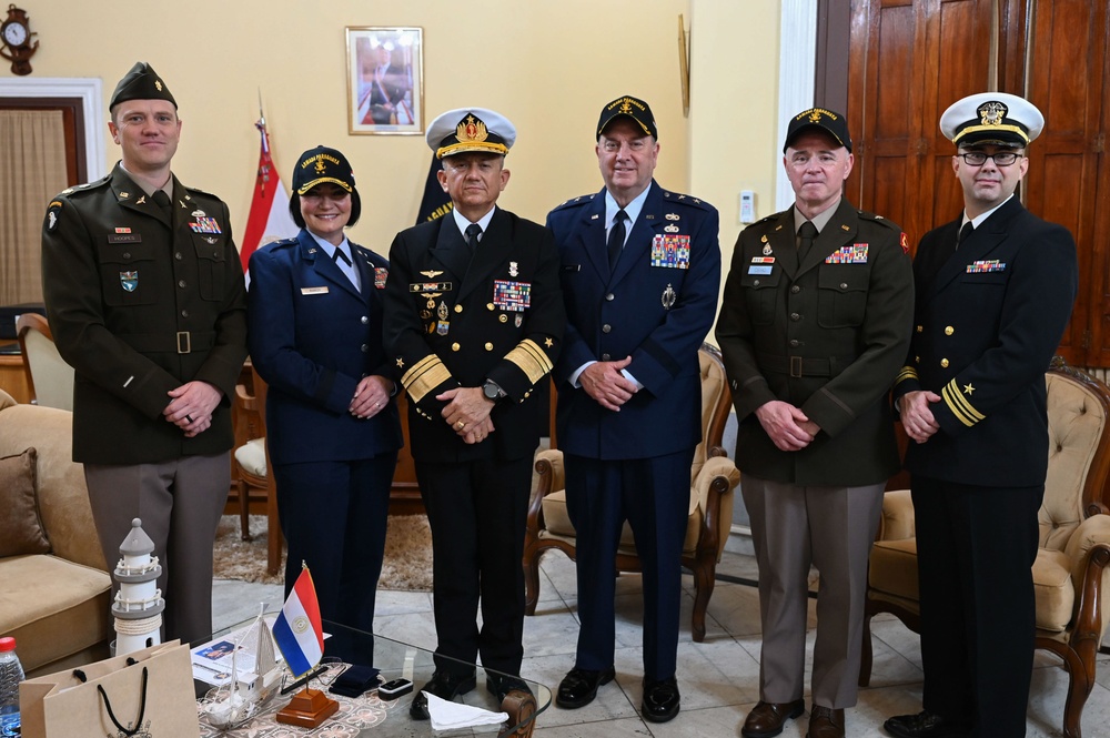 The Adjutant General of Massachusetts National Guard meets with Paraguayan Navy Commander