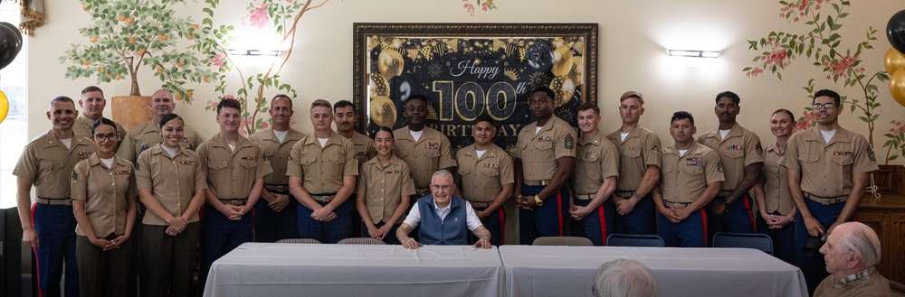 U.S. Marines Celebrate Retired Marine's 100th Birthday