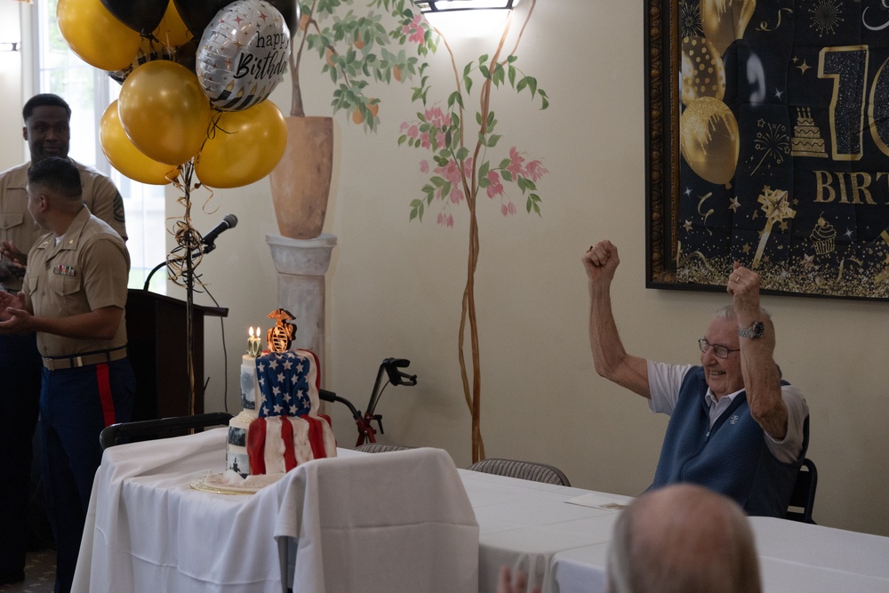 U.S. Marines Celebrate Retired Marine's 100th Birthday