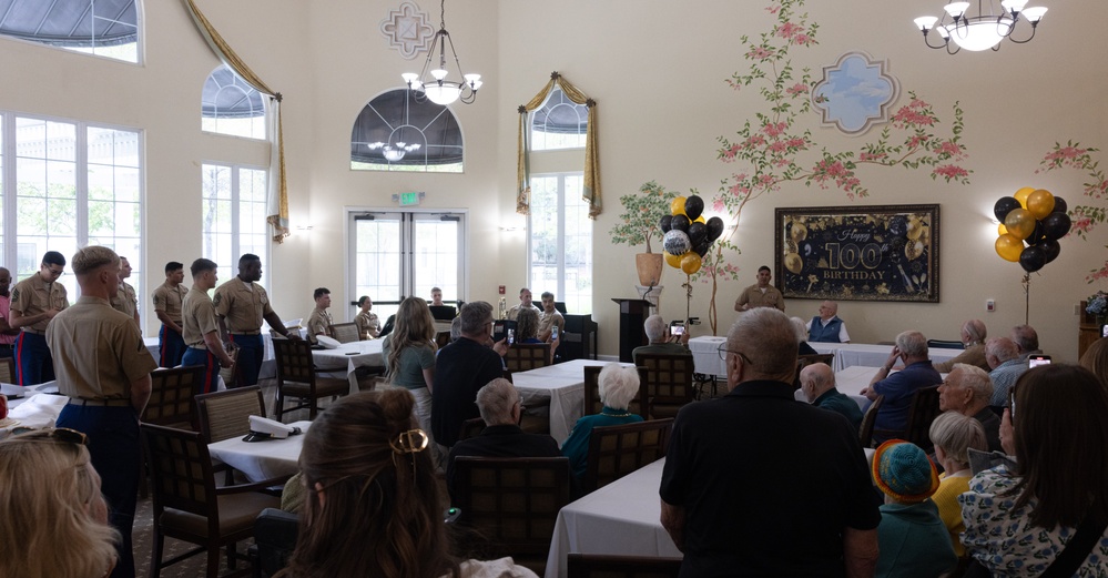 U.S. Marines Celebrate Retired Marine's 100th Birthday