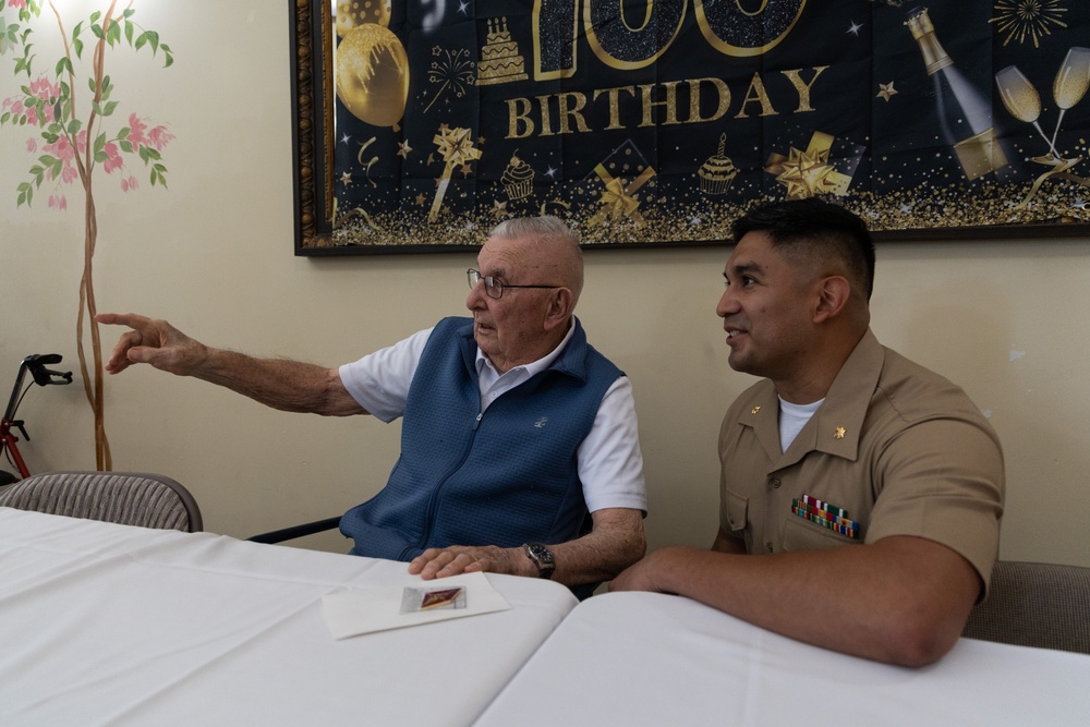 U.S. Marines Celebrate Retired Marine's 100th Birthday