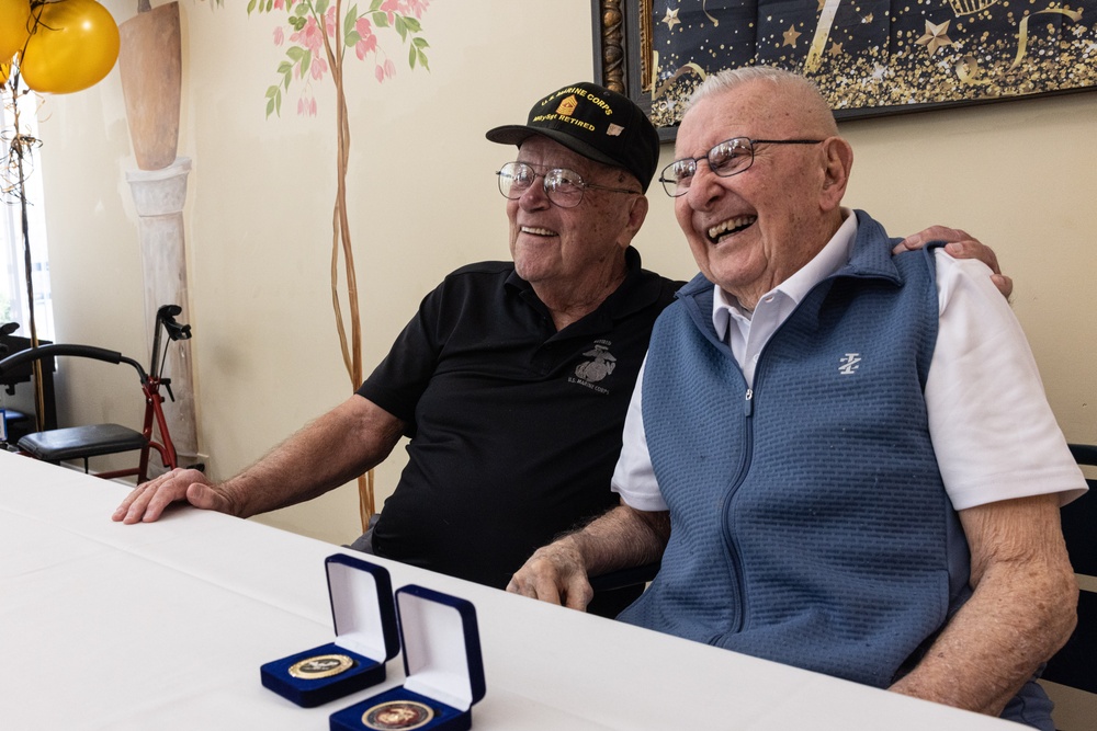 U.S. Marines Celebrate Retired Marine's 100th Birthday