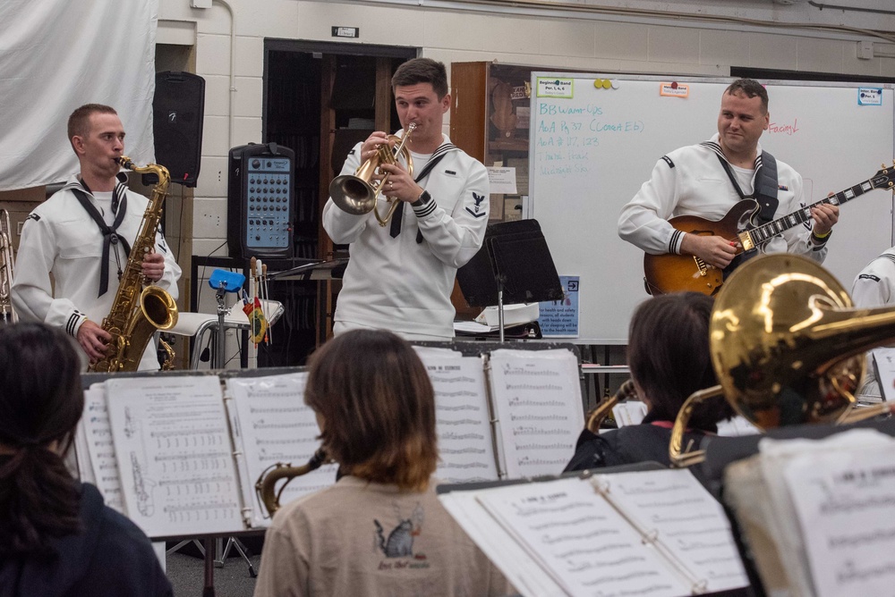 Pacific Fleet Band Protocol Combo Performs at Kahuku Intermediate School