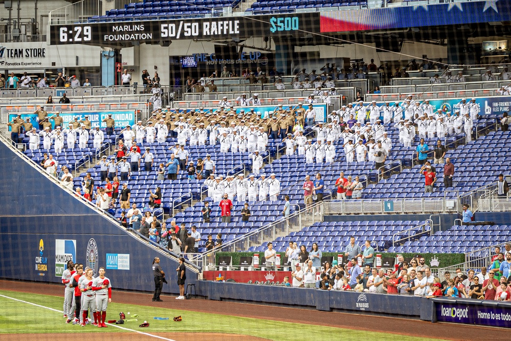 U.S. Service Members Attend Marlins Game During Fleet Week Fort Lauderdale
