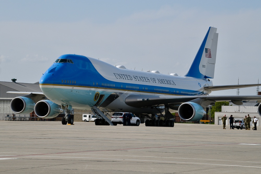 President Trump Arrives at Selfridge, Announces New Fighter Mission on 100th Day in Office