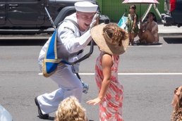 US Pacific Fleet Band Marches The Merrie Monarch Parade.