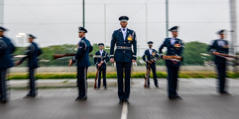 U.S. Air Force Honor Guard Drill Team visits National Defense Academy Cadets