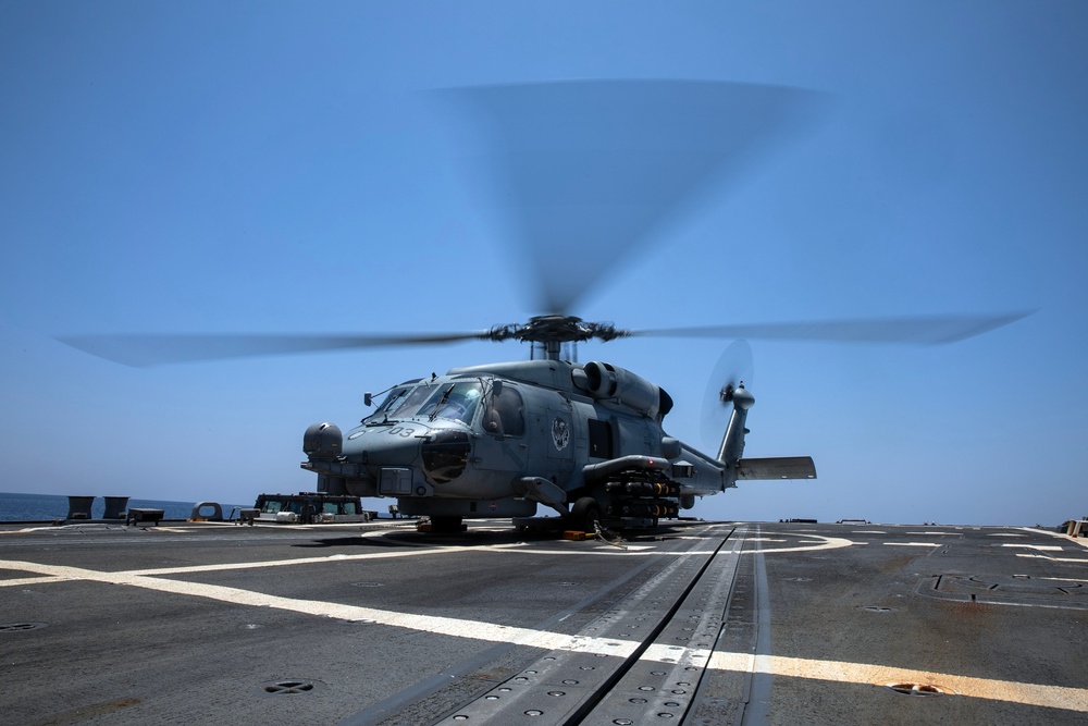 USS Wayne E. Meyer conducts operations in the U.S. Central Command area of responsibility as part of the Carl Vinson Carrier Strike Group
