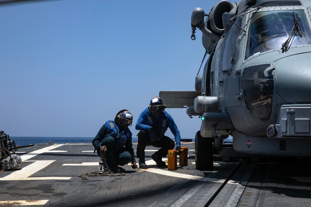 USS Wayne E. Meyer conducts operations in the U.S. Central Command area of responsibility as part of the Carl Vinson Carrier Strike Group