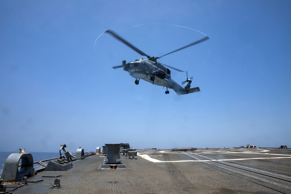 USS Wayne E. Meyer conducts operations in the U.S. Central Command area of responsibility as part of the Carl Vinson Carrier Strike Group