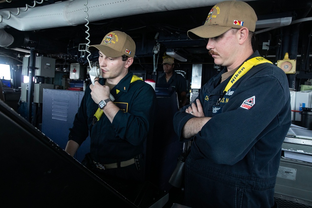 USS Wayne E. Meyer conducts operations in the U.S. Central Command area of responsibility as part of the Carl Vinson Carrier Strike Group