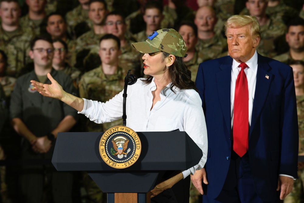 Michigan Gov. Gretchen Whitmer delivers remarks at Selfridge Air National Guard Base