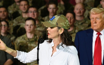 Michigan Gov. Gretchen Whitmer delivers remarks at Selfridge Air National Guard Base