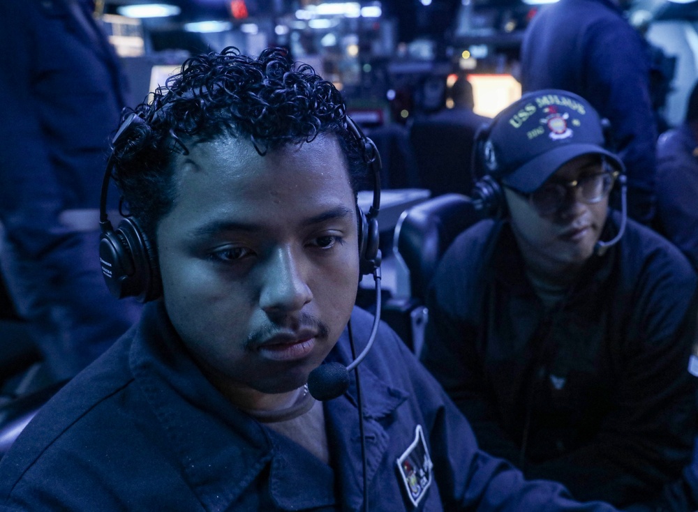 USS Milius conducts operations in the U.S. Central Command area of responsibility as part of the Carl Vinson Carrier Strike Group
