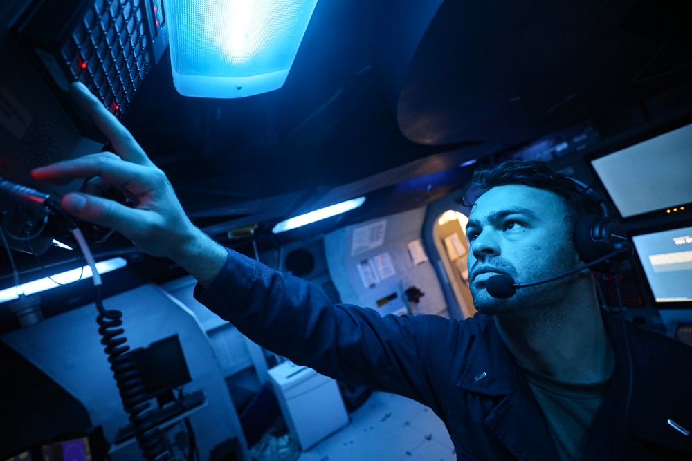 USS Milius conducts operations in the U.S. Central Command area of responsibility as part of the Carl Vinson Carrier Strike Group